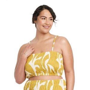 A NEW DAY Smocked Cropped Top in Golden Yellow